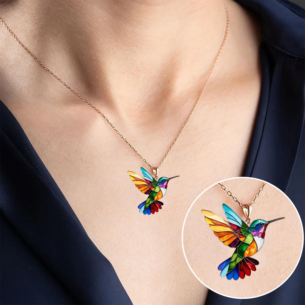 Savrani™ | Collana elegante con colibrì