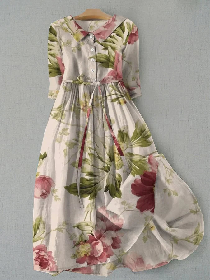 Savraniâ„¢ | Abito floreale vintage con lacci in vita