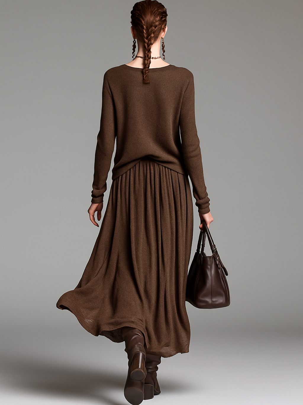 Savrani™ | Completo Gonna e Maglione a Collo Rotondo