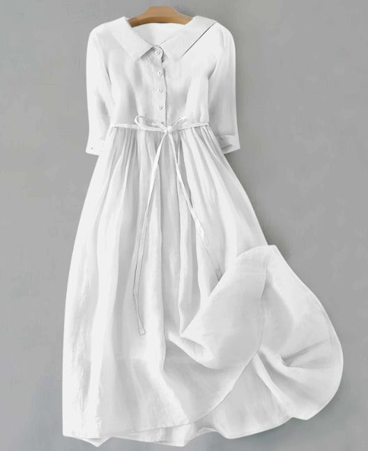 Savrani™ | Abito Elegante a Maniche Corte con Cintura in Vita