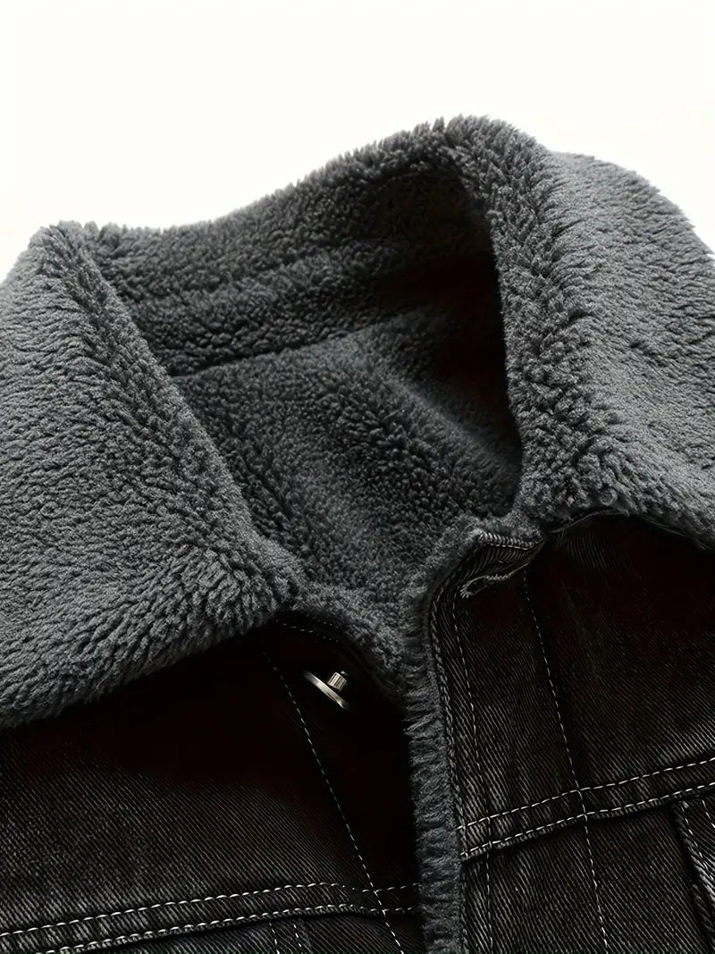 Savrani™ | Giacca in denim vintage con fodera in pile