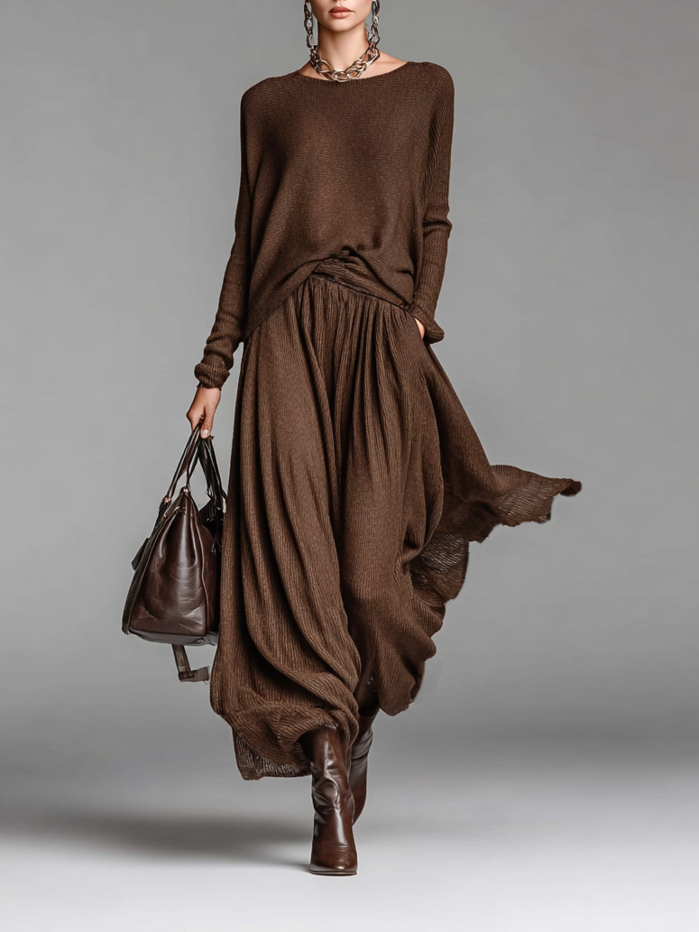 Savrani™ | Completo Gonna e Maglione a Collo Rotondo