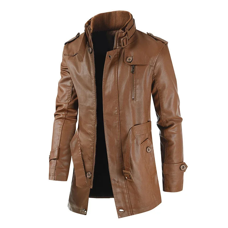 Savrani™ | Giacca da biker in pelle lunga elegante