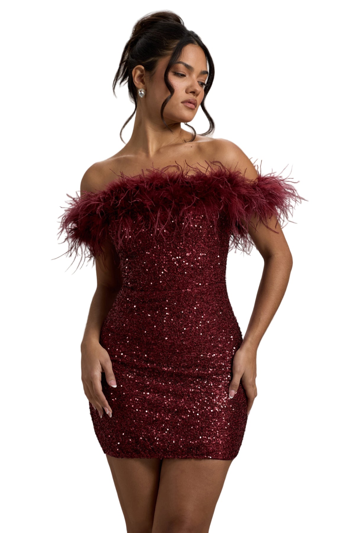 Savrani™ | Abito in paillettes con piume