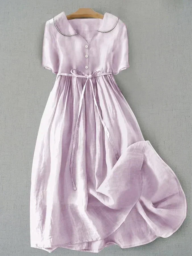 Savrani™ | Elegante Vestito in Cotone e Lino a Manica Media