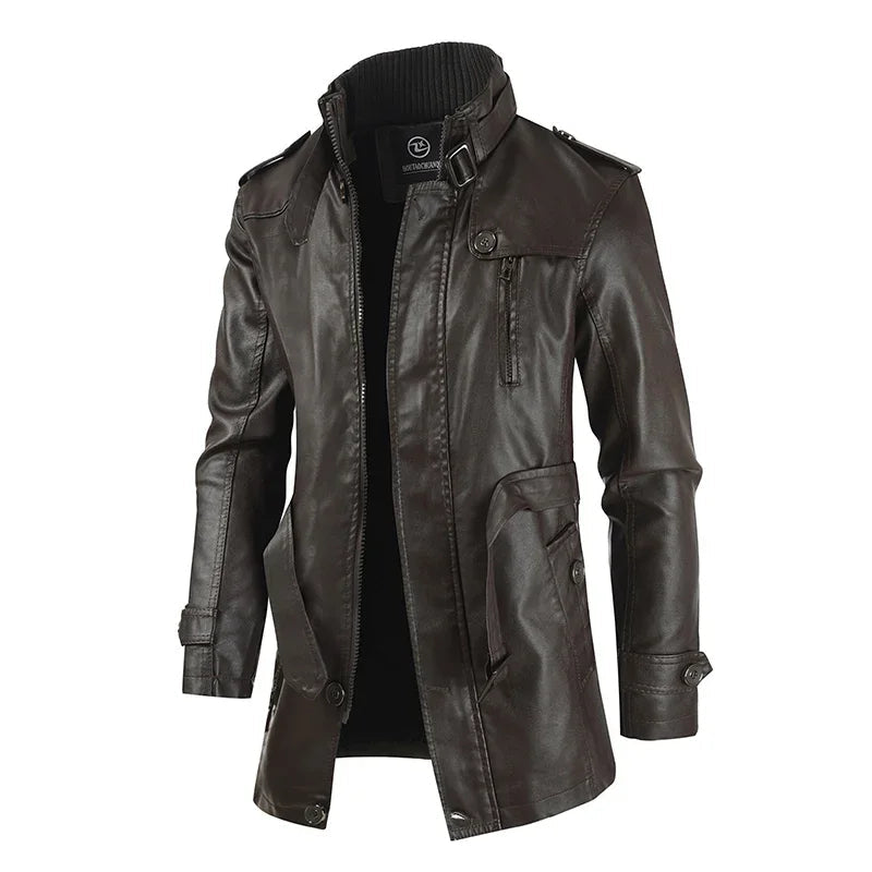 Savrani™ | Giacca da biker in pelle lunga elegante
