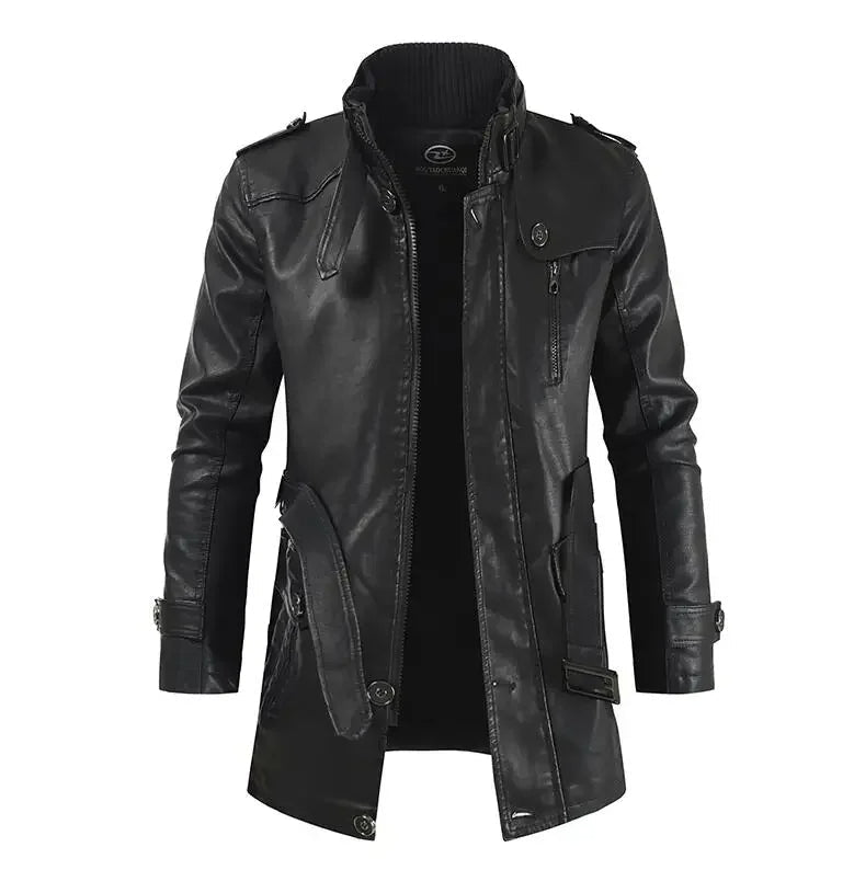 Savrani™ | Giacca da biker in pelle lunga elegante