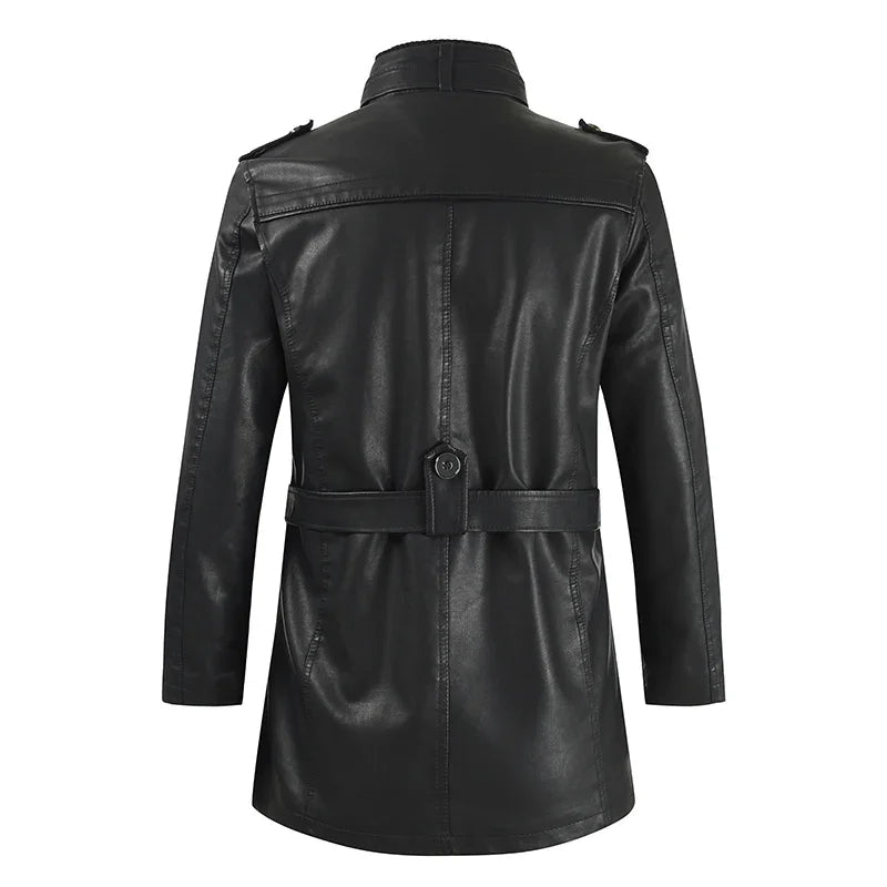 Savrani™ | Giacca da biker in pelle lunga elegante